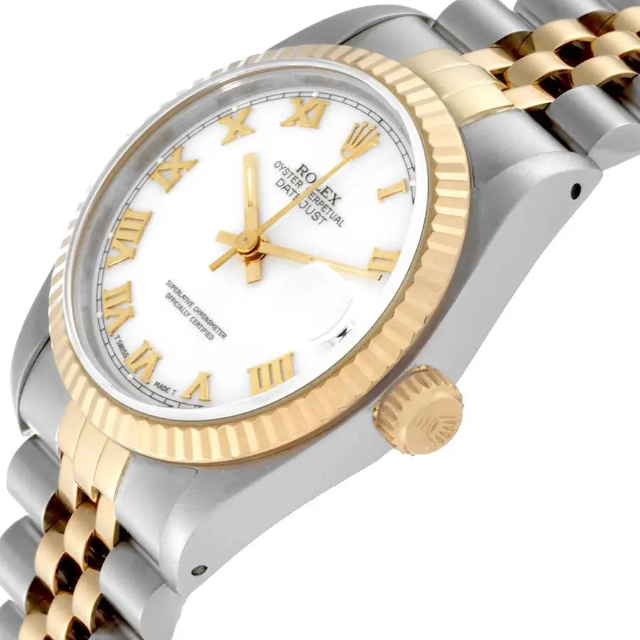 Silver & Golden Datejust with White Roman Dial MASTER COPY