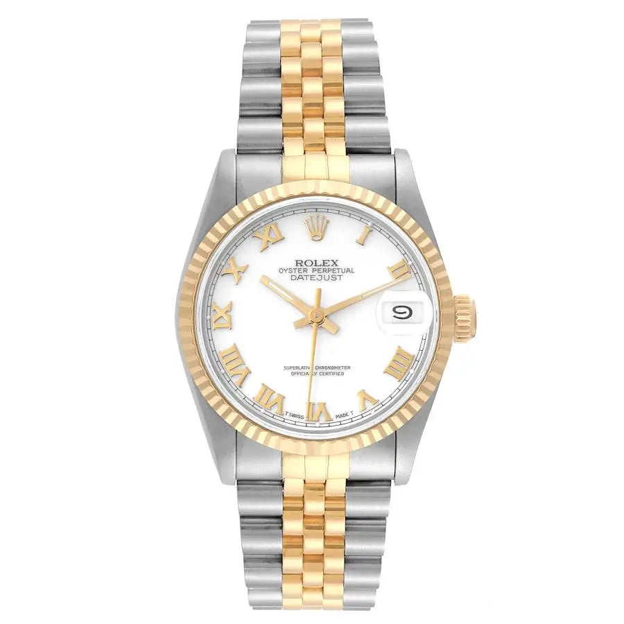 Silver & Golden Datejust with White Roman Dial MASTER COPY