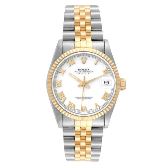 Silver & Golden Datejust with White Roman Dial MASTER COPY