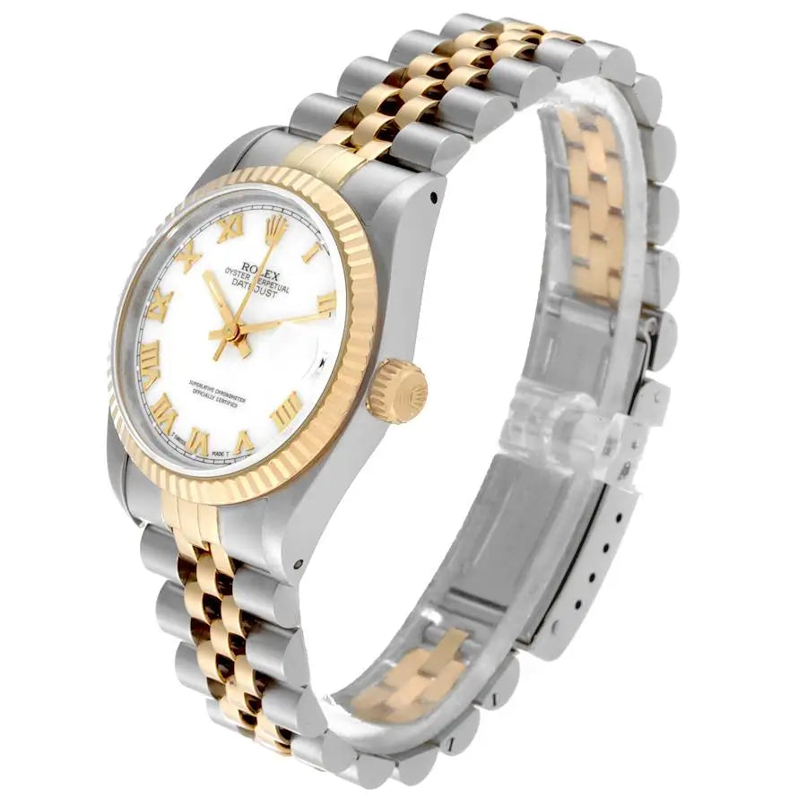 Silver & Golden Datejust with White Roman Dial MASTER COPY