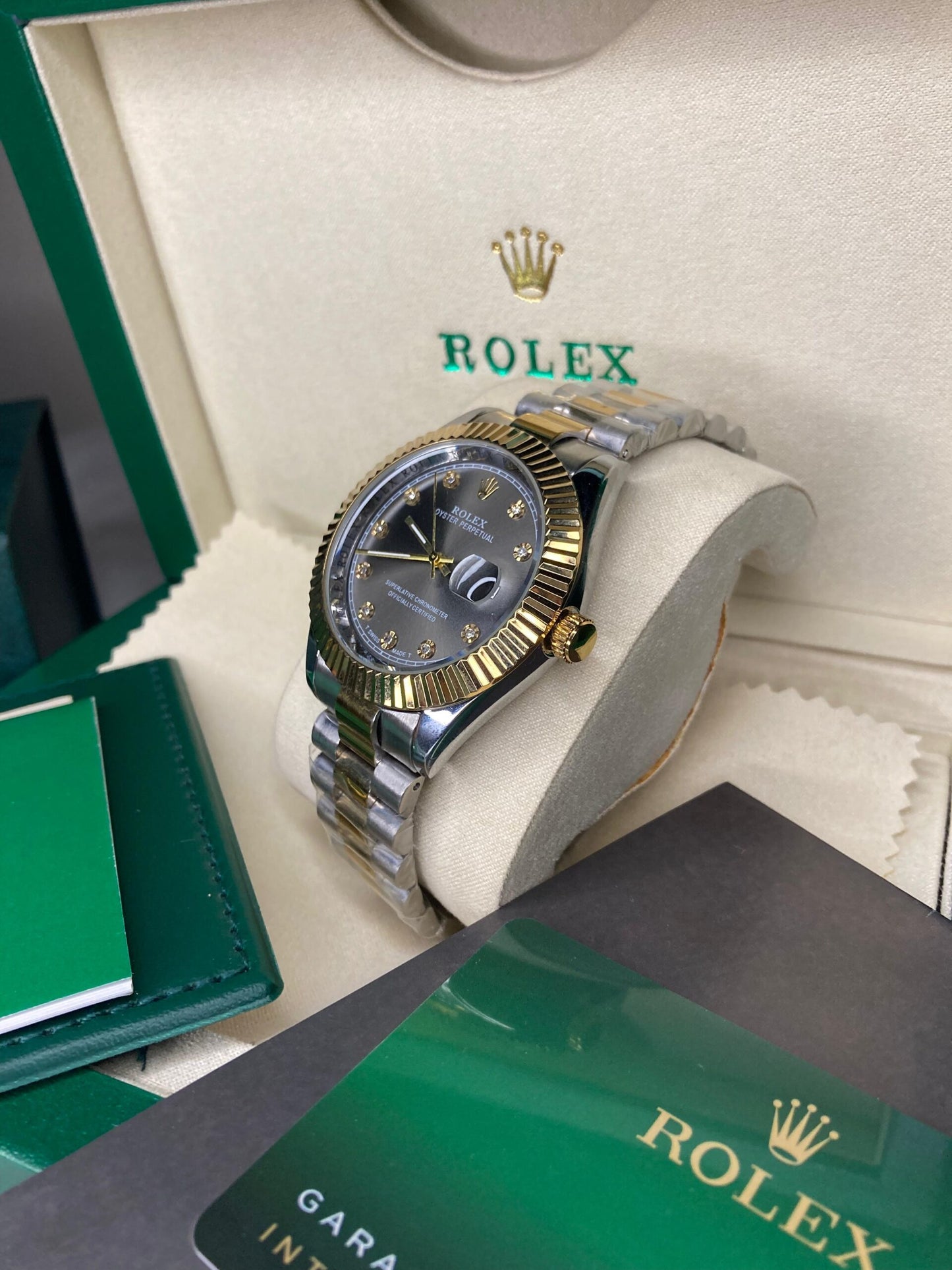 Rolex date just Blakish Dial